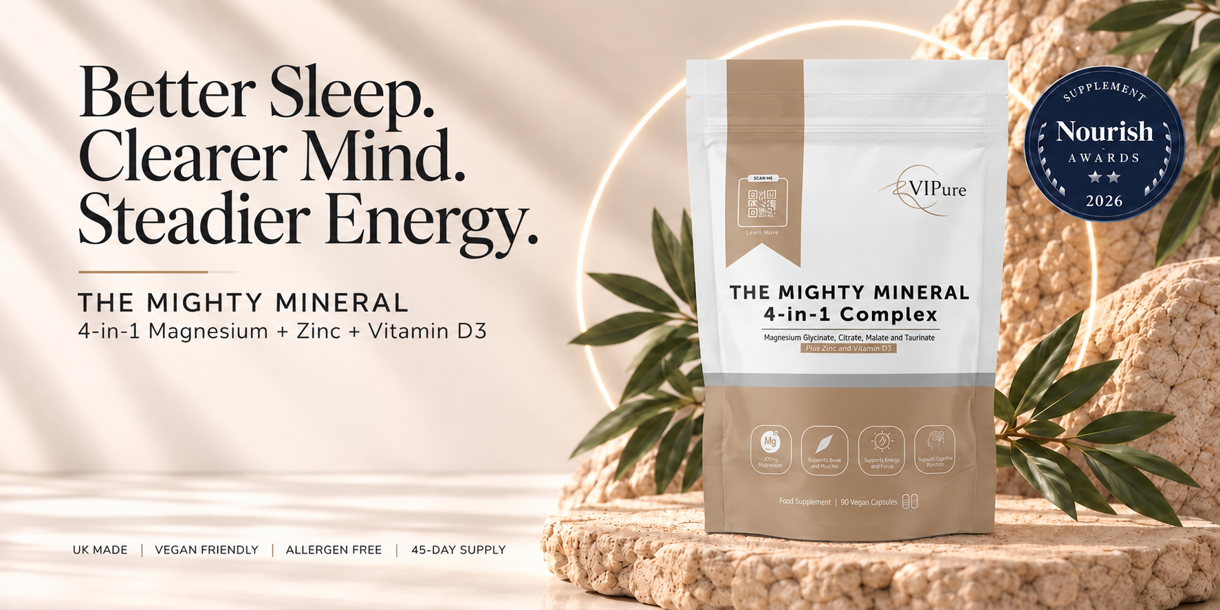 VIPure The Mighty Mineral 4-in-1 Magnesium, Zinc and Vitamin D3